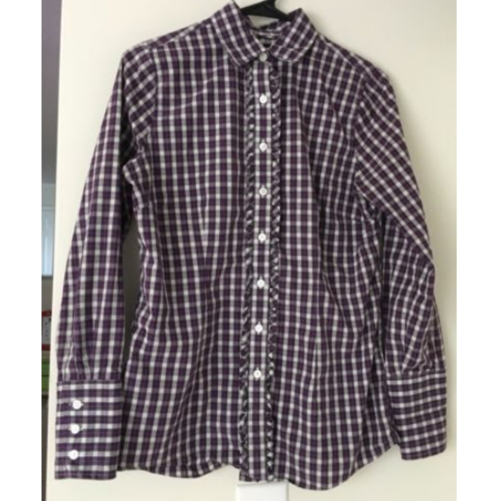 Lands' End Ruffle Button Up Blouse